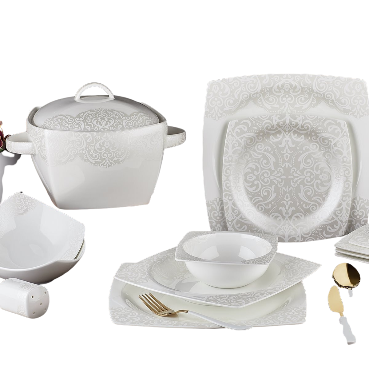 Aryıldız Bone Square Porselen 60 Parça Yemek Takımı 45004
