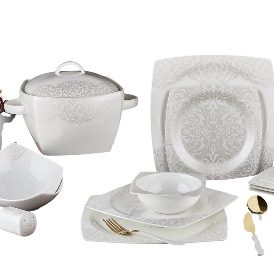 Aryıldız Bone Square Porselen 60 Parça Yemek Takımı 45004